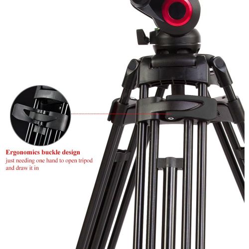  Miliboo miliboo MTT609A Heavy Duty Aluminum Fluid Head Camera Video Tripod for CamcorderDSLR Professional Monopod Tripod Stand 66.5 inch Max Height with 15 kilograms Max Load and Ground S