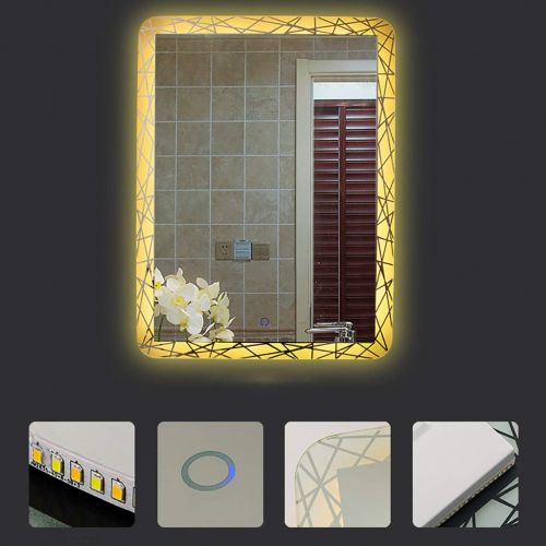  Milisome World Makeup Mirror LED Lighted Bathroom Wall Mounted Mirror Dimmable Memory Touch Button Make up Mirror Wall Bar Mirror Bathroom Silvered Anti-Fog Mirror Vertical Bathroom Vanity Lighted