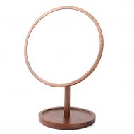 Milisome World Makeup Mirror Wooden Desktop Makeup Mirror Hd Rotating Dressing Table Mirror Large Desktop Single-Sided Beauty Mirror Walnut Vanity Mirror