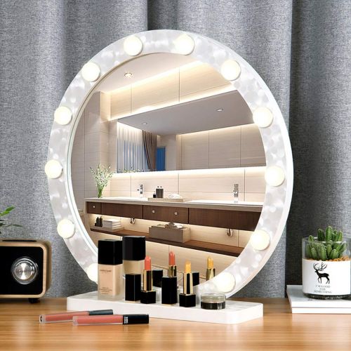  Milisome World Makeup Mirror Makeup Mirror Hollywood Style Led Vanity Mirror Lights Kit with Dimmable Light Bulbs Wall Mounted Lighting Mirror Round Large