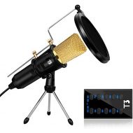 Milisome World Microphone Microphone USB Plug & Play Professional Home Studio Condenser Microphone USB Microphone with Tabletop Stand Holder Bracket with Shock Mount Mic Holder and Pop Filter