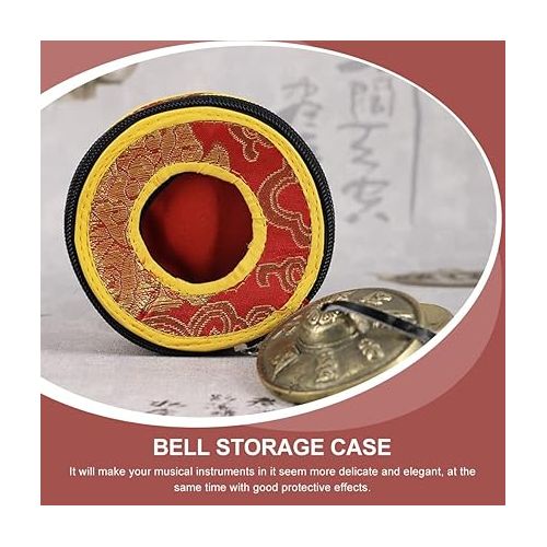  MILISTEN Meditation Bell Storage Box Yoga Tote Bag Packing Bags Temple Bell Bag Cymbals Bell Bag Tingsha Chimes Carrier Bags Bumbells Mini Storage Bins Bell Case Bell Shaped Nepal Polyester