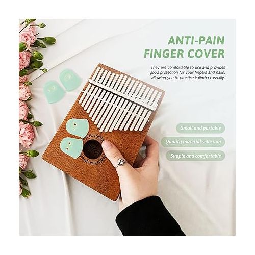  MILISTEN 2pcs Soft Kalimba Finger Protector, Kalimba Silicone Finger Fingertip Protectors, Kalimba Thumb Protector, Guitar Thumb Picks Finger Sleeve for Beginners Starters Kids Adult, Green