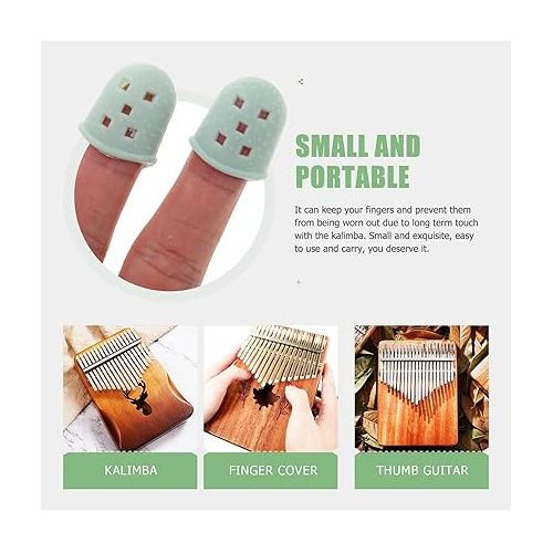  MILISTEN 2pcs Soft Kalimba Finger Protector, Kalimba Silicone Finger Fingertip Protectors, Kalimba Thumb Protector, Guitar Thumb Picks Finger Sleeve for Beginners Starters Kids Adult, Green