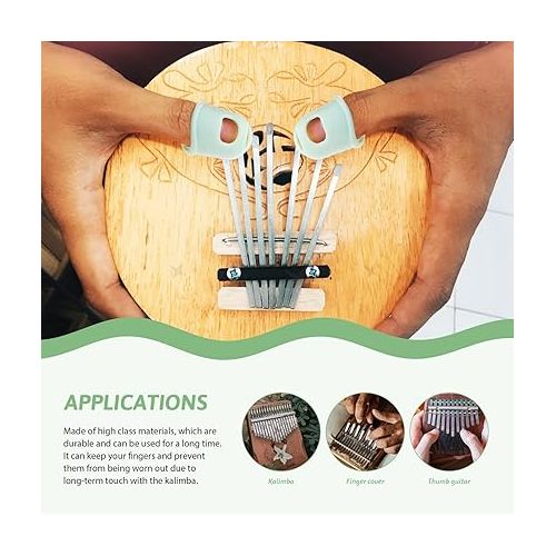  MILISTEN 2pcs Soft Kalimba Finger Protector, Kalimba Silicone Finger Fingertip Protectors, Kalimba Thumb Protector, Guitar Thumb Picks Finger Sleeve for Beginners Starters Kids Adult, Green