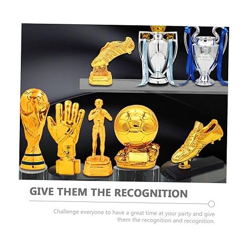  Milisten Football Glove Trophy Soccer Trophy for Kids Sports Award Trophy Golden Cup Trophies Cup House Accessories for Home Compact Soccer Trophy Baseball Desktop Abs Child