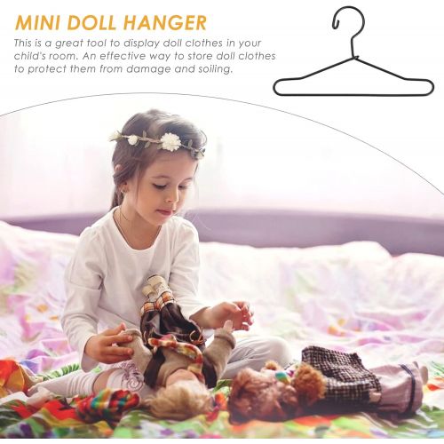  Milisten 20 Pcs Mini Doll Clothes Hanger Miniature Metal Doll Hangers Doll Gown Small Dress Outfit Holders for Dress Closet Doll House Accessories, Black, 6. 5X3. 6CM