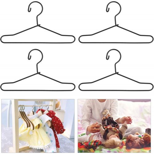  Milisten 20 Pcs Mini Doll Clothes Hanger Miniature Metal Doll Hangers Doll Gown Small Dress Outfit Holders for Dress Closet Doll House Accessories, Black, 6. 5X3. 6CM