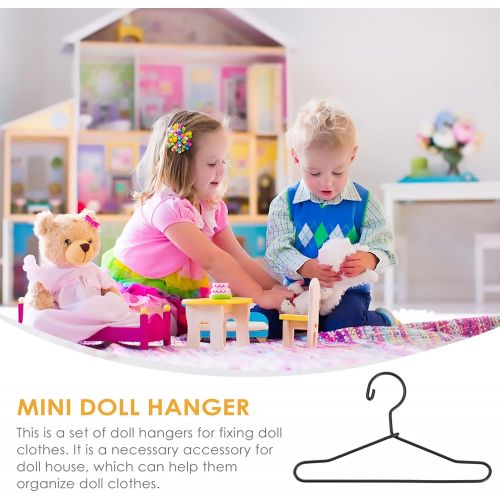  Milisten 20 Pcs Mini Doll Clothes Hanger Miniature Metal Doll Hangers Doll Gown Small Dress Outfit Holders for Dress Closet Doll House Accessories, Black, 6. 5X3. 6CM