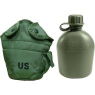 [아마존베스트]Military Outdoor Clothing Previously Issued U.S. G.I. 1 Quart Olive Drab Military Canteen Nylon Cover with Never Issued 1 Quart Olive Drab Canteen