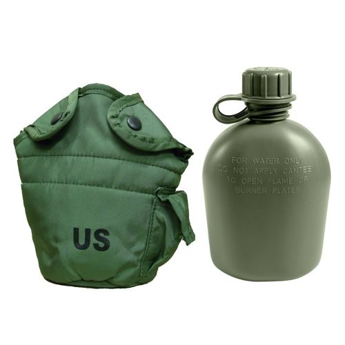  [아마존베스트]Military Outdoor Clothing Previously Issued U.S. G.I. 1 Quart Olive Drab Military Canteen Nylon Cover with Never Issued 1 Quart Olive Drab Canteen