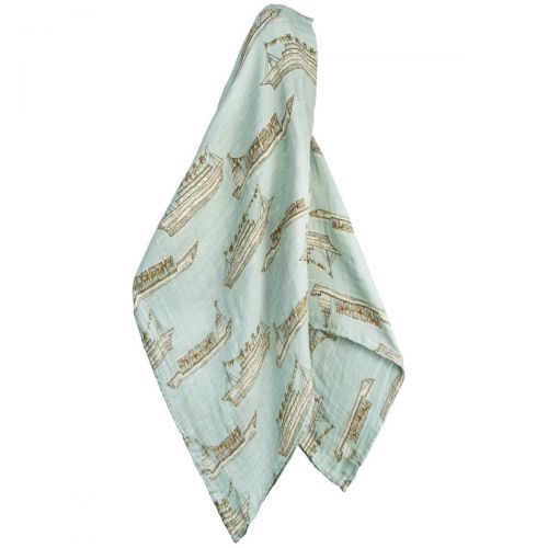  MilkBarn Milkbarn Bamboo and Cotton Baby Swaddle - Blue Ships