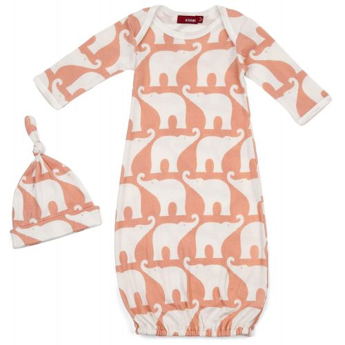  MilkBarn Milkbarn Newborn Gown and Hat Set - Rose Elephant