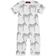 MilkBarn Short Sleeve Organic Cotton Baby Romper Grey Zebra