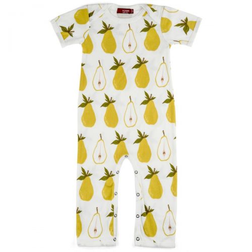  MilkBarn Short Sleeve Organic Cotton Baby Romper Pear