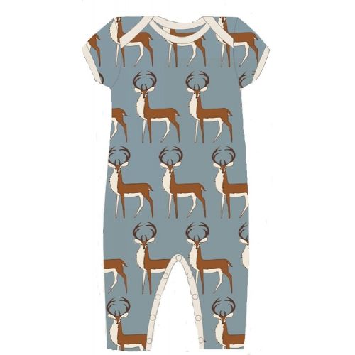  MilkBarn Organic Cotton Short Sleeve Romper Blue Buck 12-18 Months