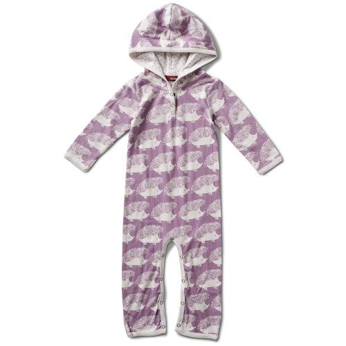  MilkBarn Organic Cotton Hood Romper: Lavender Hedgehog (12-18 Months)