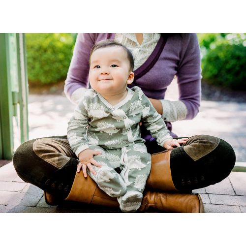  MilkBarn Organic Cotton Footed Sleeper (3-6 Months, Grey Whale)