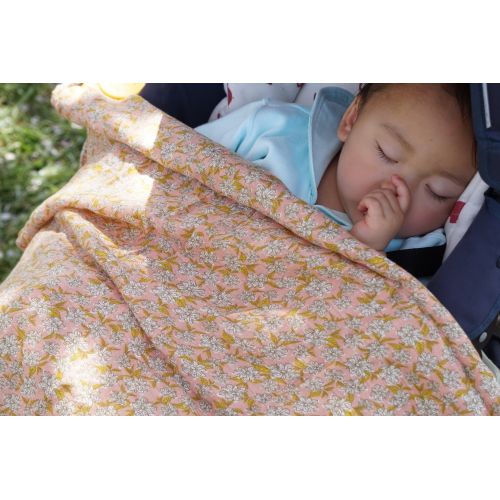  Milkbarn Bamboo and Cotton Baby Swaddle - Blue Floral