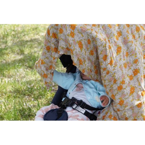  Milkbarn Bamboo and Cotton Baby Swaddle - Blue Floral