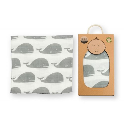  Milkbarn Organic Muslin Swaddle Blanket (Whale)