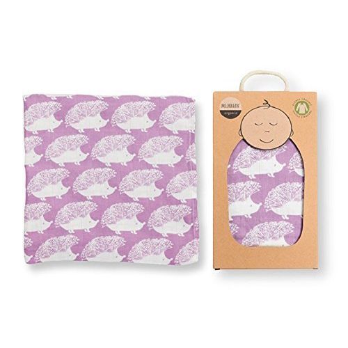  Milkbarn Milk Barn Baby Organic Muslin Swaddle Blanket - Lavender Hedgehog by Milk Barn