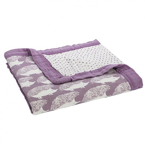  Milkbarn Bamboo and Cotton Big Lovey Baby Blanket (Lavender Hedgehog)