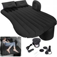 Milky House Car Air Mattress, Removable Black Backseat Air Bed with Air-Pump, Portable Car Travel Bed with Pillows Fits Most Car Models for Travel, Hiking, Camping, Trip & Outdoor