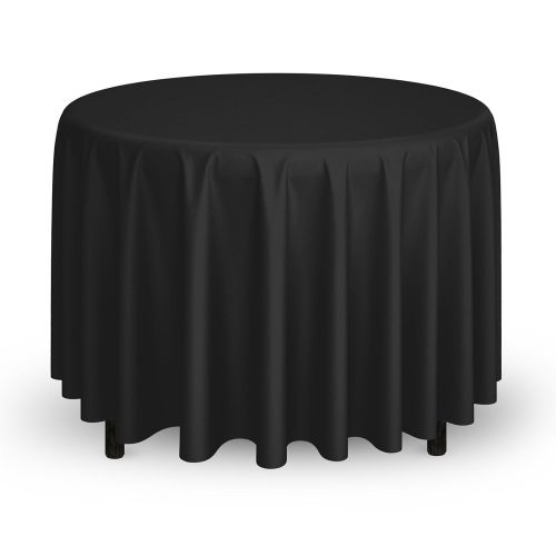  Mill & Thread - 10 Premium 108 Round Tablecloths for Wedding/Banquet/Restaurant - Polyester Fabric Table Cloths - Black