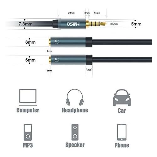  [아마존베스트]MillSO 3.5 mm Headphone Adapter Splitter - 4-Pin 3.5 mm Jack Y Cable (1 to 2 Jack) Audio Mic Splitter for Mobile Phone, Laptop, Xbox One, PS4, PC and MP3 Player