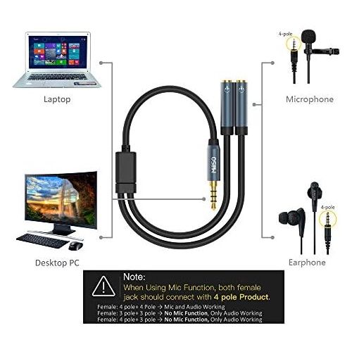  [아마존베스트]MillSO 3.5 mm Headphone Adapter Splitter - 4-Pin 3.5 mm Jack Y Cable (1 to 2 Jack) Audio Mic Splitter for Mobile Phone, Laptop, Xbox One, PS4, PC and MP3 Player