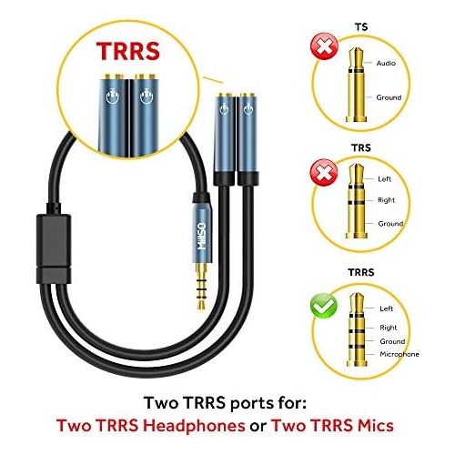  [아마존베스트]MillSO 3.5 mm Headphone Adapter Splitter - 4-Pin 3.5 mm Jack Y Cable (1 to 2 Jack) Audio Mic Splitter for Mobile Phone, Laptop, Xbox One, PS4, PC and MP3 Player