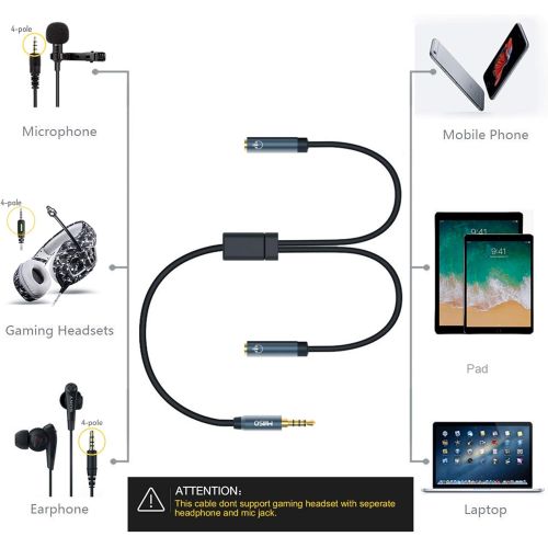  [아마존베스트]MillSO 3.5 mm Headphone Adapter Splitter - 4-Pin 3.5 mm Jack Y Cable (1 to 2 Jack) Audio Mic Splitter for Mobile Phone, Laptop, Xbox One, PS4, PC and MP3 Player