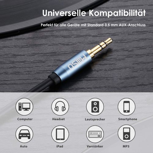  [아마존베스트]MillSO Stereo Audio Cable 5 m 3.5 mm Aux Jack Cable for Headphones, PC, Laptop, Smartphone, Tablet, MP3 Player, Car, HiFi Receiver, Bluetooth Speaker and More