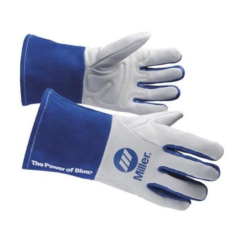  Miller Electric Welding Gloves, 3D, Wing, 11In, WhiteBlue, PR