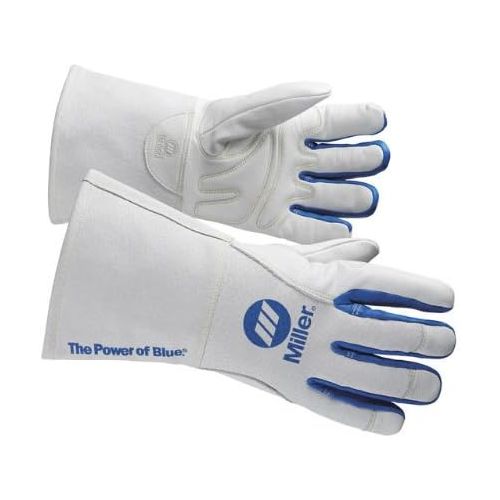  Miller Electric Welding Gloves, 3-D, M, 12In, WhiteBlue, PR