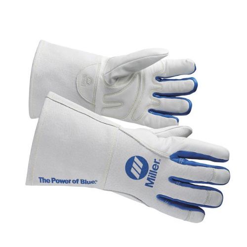  Miller Electric Welding Gloves, 3-D, M, 12In, WhiteBlue, PR