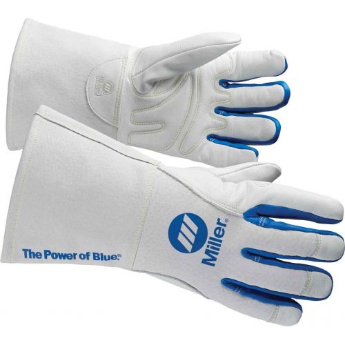  Miller Electric Welding Gloves, 3-D, M, 12In, WhiteBlue, PR