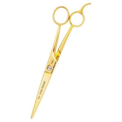  Millers Forge Steel Gold Finish Pet Straight Shears with Finger Rest, 7-Inch