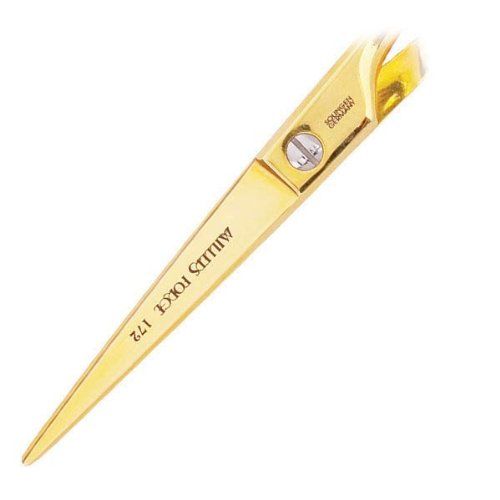  Millers Forge Steel Gold Finish Pet Straight Shears with Finger Rest, 7-Inch