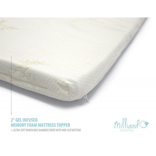  Milliard 2-Inch Full Gel Infused Memory Foam Mattress Topper with Ultra Soft Removable, Washable Cover and Non-Slip Bottom