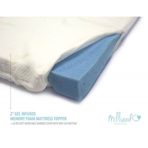  Milliard 2-Inch Full Gel Infused Memory Foam Mattress Topper with Ultra Soft Removable, Washable Cover and Non-Slip Bottom