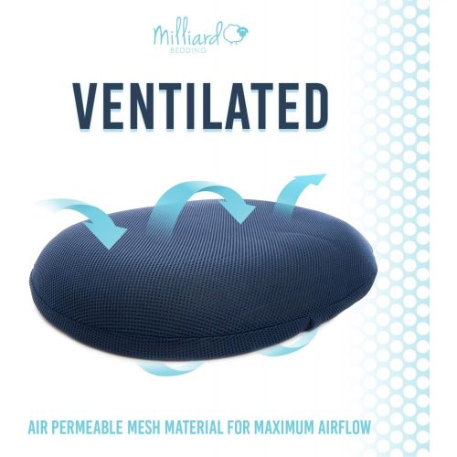  Milliard Foam Donut Pillow Orthopedic Ring Cushion with Removable Cover, Large, 20x15 in. for Hemorrhoid, Coccyx, Sciatic Nerve, Pregnancy and Tailbone Pain, Firm
