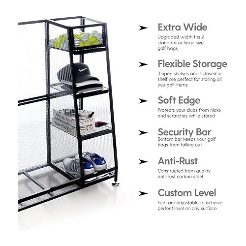  Milliard Golf Organizer - Extra Large Size - Fit 2 Golf Bags and Other Golfing Equipment and Accessories in This Handy Storage Rack - Great Gift Item