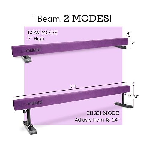  Milliard Patented Adjustable Balance Beam, High and Low (7'7