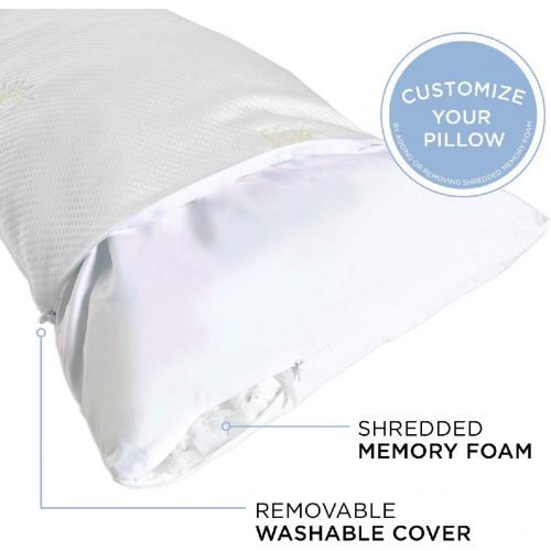  [아마존 핫딜] [아마존핫딜]Milliard Ultra-Luxury Bamboo Shredded Memory Foam Full Size Body Pillow with Kool-Flow Breathable Cooling Hypoallergenic Pillow Outer Fabric - Fits 20 x 54 inch Long Body Pillow Ca