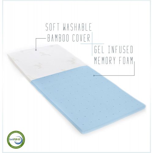  [아마존 핫딜] Milliard Gel Memory Foam Mattress Topper  2 Inches Thick with Premium 2.5 Pound Density and a Cover That’s Removable and Washable  Twin  73”37”2