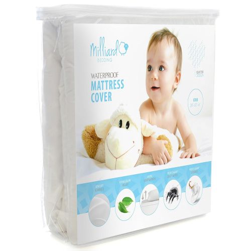  [아마존베스트]Milliard Quilted, Waterproof Crib and Toddler Mattress Protector Pad, Premium Hypoallergenic Fitted Cover with Extra Padding 28x52x6