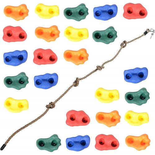  [아마존베스트]Milliard DIY Rock Climbing Holds Set with 8 Foot Knotted Rope (25 Pc. Kit) Fun, Assorted Kid Friendly Foot and Hand Grip Steps Indoor and Outdoor Play Set Use,Includes Mounting Scr