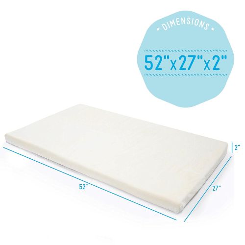  Milliard 2-Inch Ventilated Memory Foam Crib/Toddler Bed Mattress Topper with Removable Waterproof 65-Percent Cotton Non-Slip Cover - 52 x 27 x 2